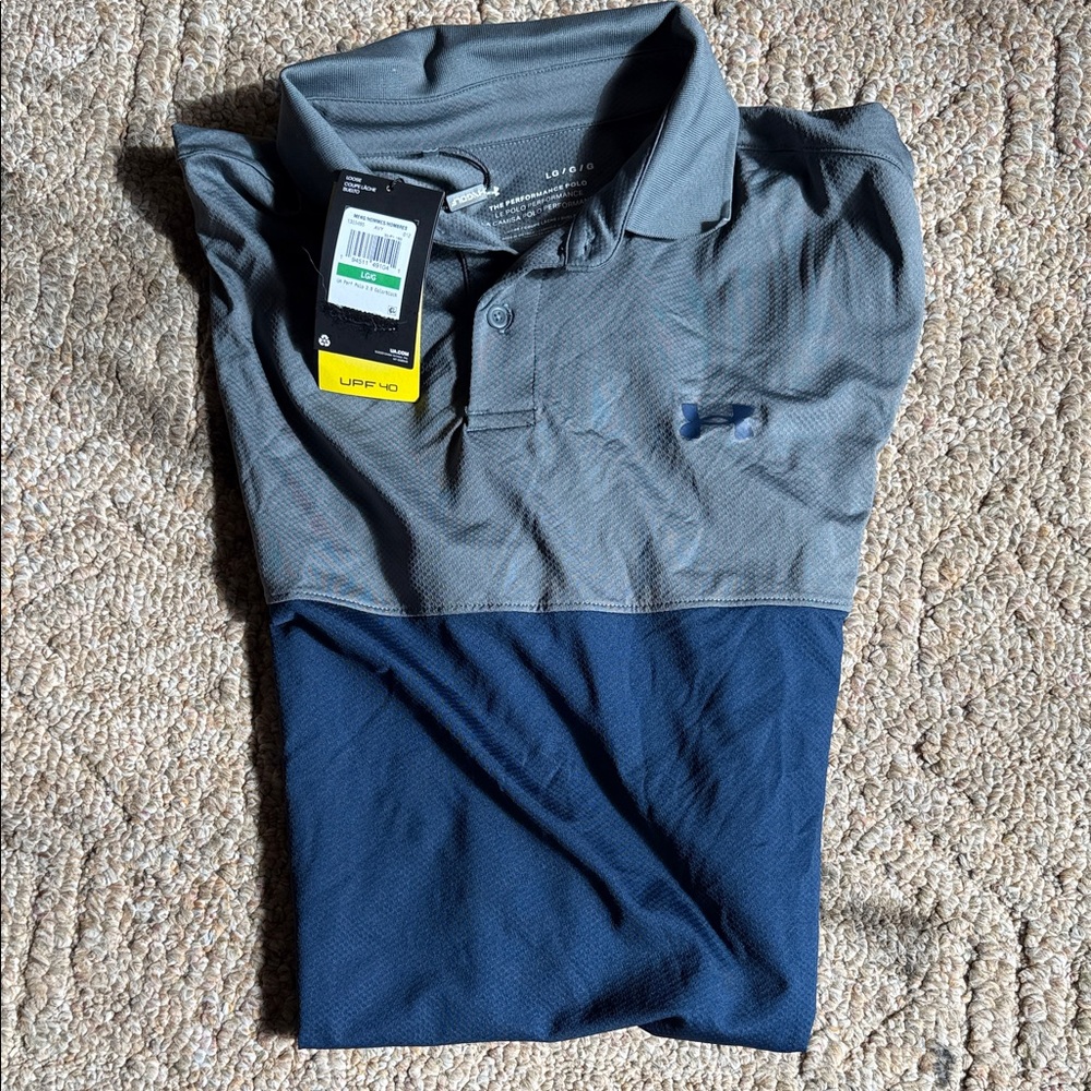 Under Armour Gray and Blue Polo Shirt